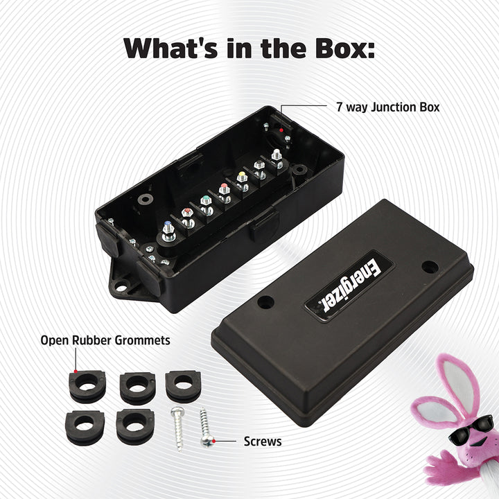 Energizer 7 Way Weatherproof Electrical Trailer Junction Box ...